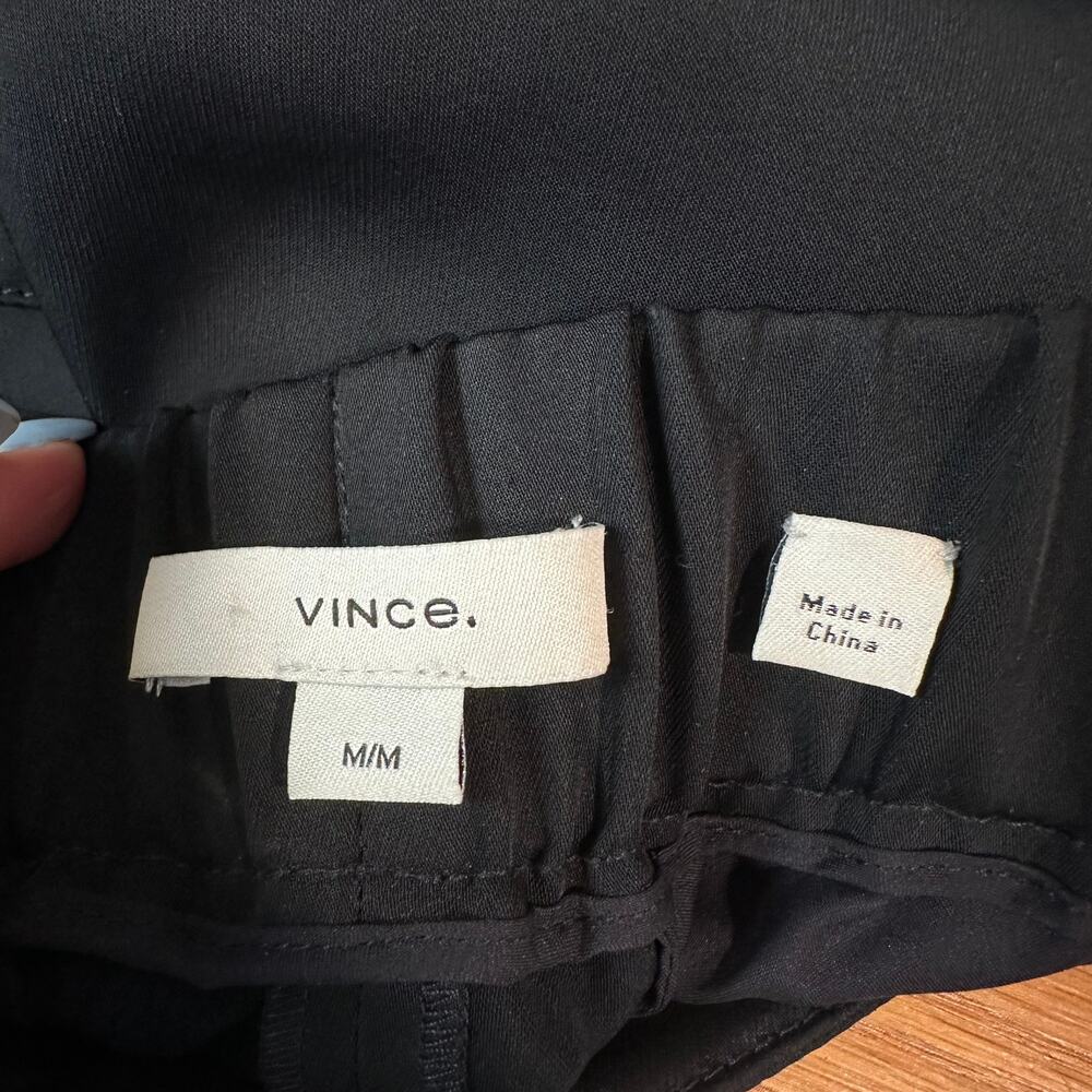 VINCE Mid-Rise Tapered Pull-On Pants Ankle Straight Wide Leg Trouser, Black - Picture 9 of 15